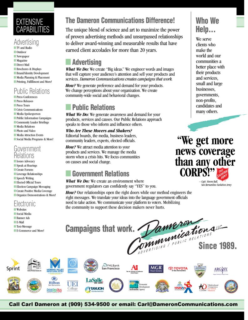 Dameron Communicaitons one sheet