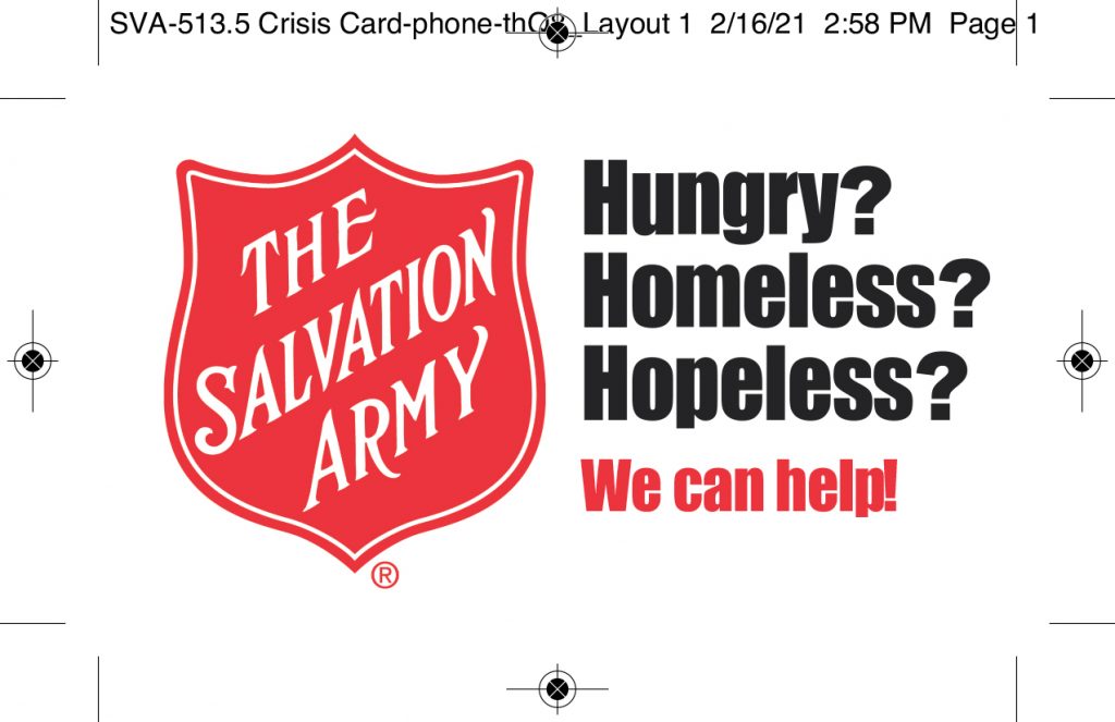 Salvation Army Crisis  Card