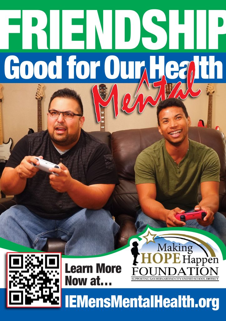 The new Bus Shelter Ad for Making Hope Happen's nland Empire Menâs Mental Health Program