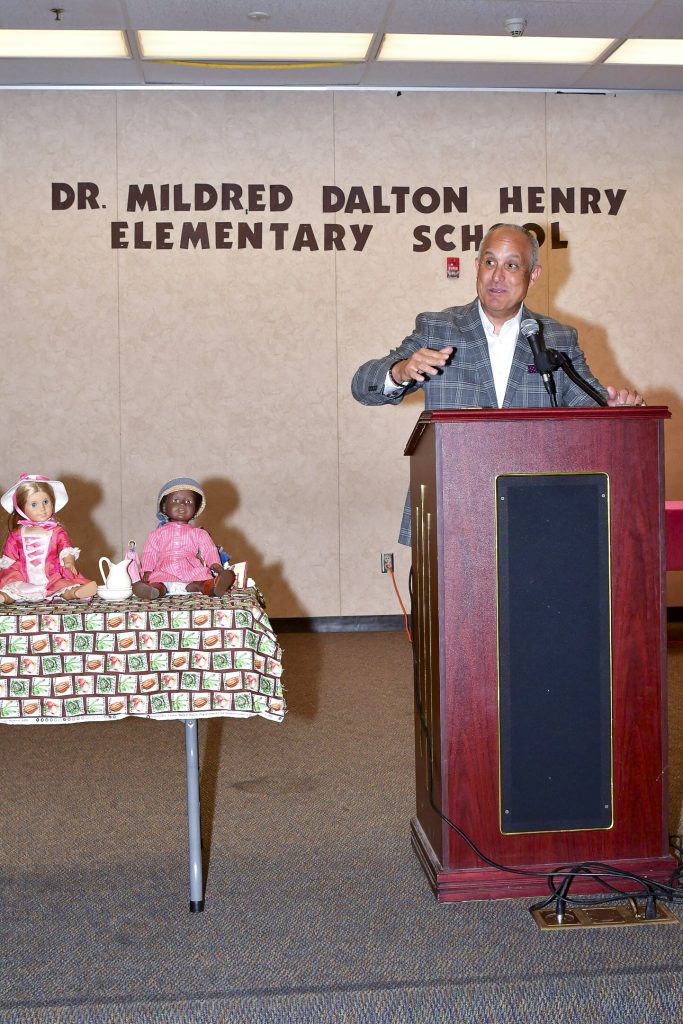 San Bernardino City Unified School District Superintendent Mauricio Arellano addresses the audience.  Photo by Chris Sloan 